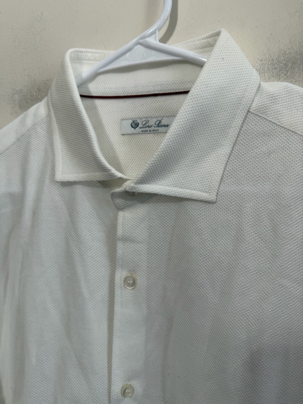 Loro Piana white textured long-sleeve button-up shirt Men’s Size X-Large - Picture 9 of 16